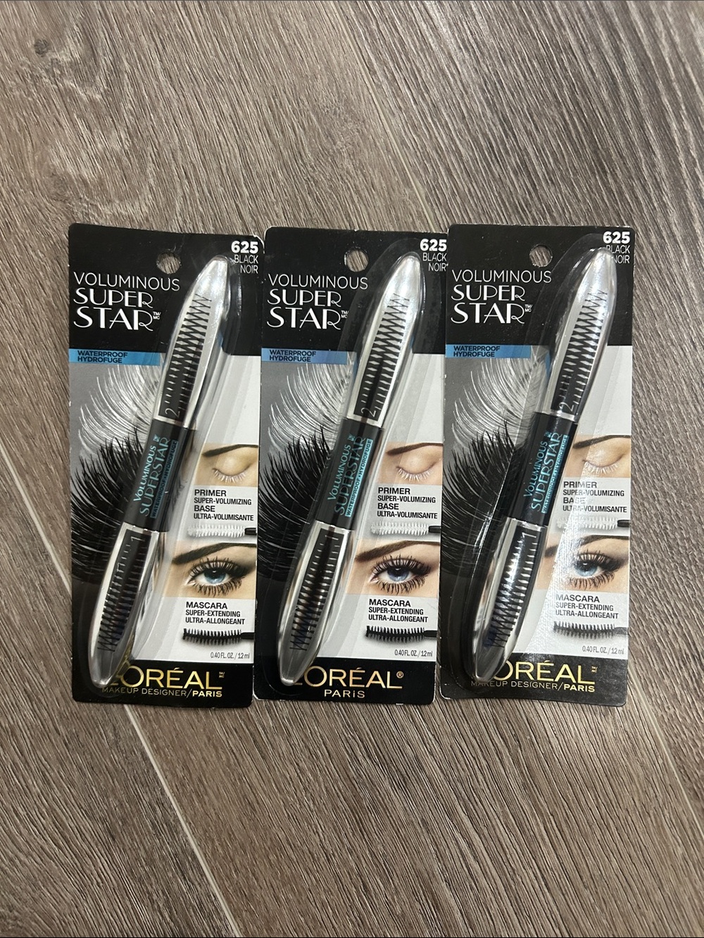 3X L’Oreal Voluminous Super Star Waterproof Mascara  #625 black ( Firm price)